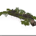 Modern Garden Landscape Design Featuring Stone Structure Lush Greenery And Small White Flowers