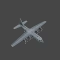 Gray Fighter Jet With Four Propellers Long Wings Wide Fuselage And Tail Emblem