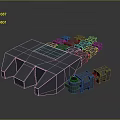 3D Rendered Hardware Tools Set Including Wrench and Small Metallic Gray Parts