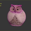 Decorative Ceramic Owl Figurine With Light Pink Textured Body And Spotted Base