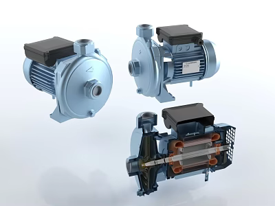 Industrial Pumps Different Angles Design With Motor Pump Body And Internal Components 3d model