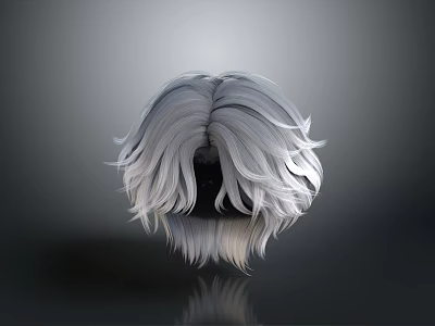Game Movie Character Featuring Long Silky Gray Gradient Flowy Layered Hairstyle 3d model