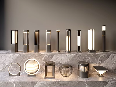 Modern Outdoor Lights With Various Styles And Warm White Light For Outdoor Decoration 3d model