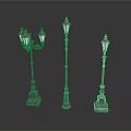Vintage Style Decorative Street Lamp Posts With Multiple Light Heads And Ornate Bases