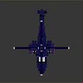 Detailed Blue Helicopter Model With Rotors Fuselage Windows And Wheels Design
