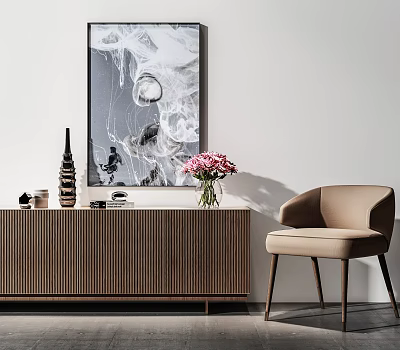 Nordic Side Cabinet Decorative Cabinet Leisure Chair Combination 3d model