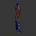 Transformers Robot Model Featuring Red Blue Gray Colors And Mechanical Standing Structure