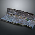 Rustic Wooden Stone Slab With Natural Rough Texture And Moss Accents