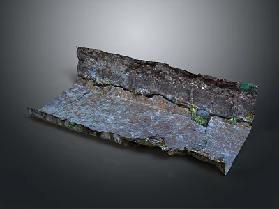 Rustic Wooden Stone Slab With Natural Rough Texture And Moss Accents 3d model