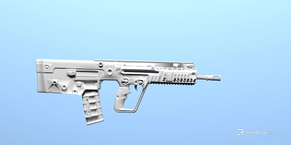 Silver Tactical Rifle With Detailed Modern Design On Light Blue Background 3d model 