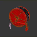 Red Hose Reel For Home Use With Durable Black Hose And Portable Design