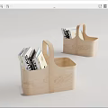 Wooden Storage Baskets with Magazines Natural Wood Handle for Home Organizing