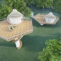 Boutique Hotel Architecture With Dome Structure Spiral Staircase And Elevated Platform In Green Hills