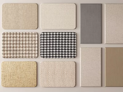 Assorted Square Fabric Mats With Diverse Patterns For Home Table Decor 3d model