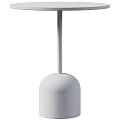 Modern Side Table With Round Wooden Top And Double Tiered Marble Base
