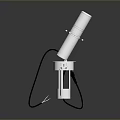 Modern White Floor Lamp With Cylindrical Body And Black Cable For Home Interior