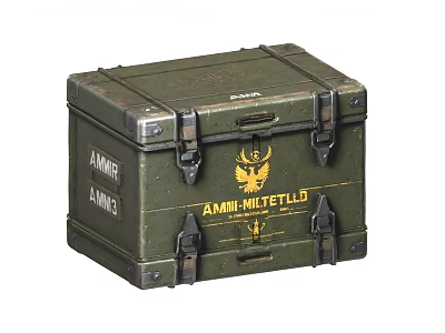Military Weapon Ammunition Box Green With Metal Clasps Eagle Emblem And AMMUNITION Text 3d model