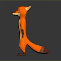 3D Cartoon Fox Character With Orange White Fur Green Eyes Standing Pose In Game Movie