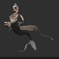 Fantasy Human Fish Hybrid Creature With Pale Skin Fish Fins And Sharp Teeth