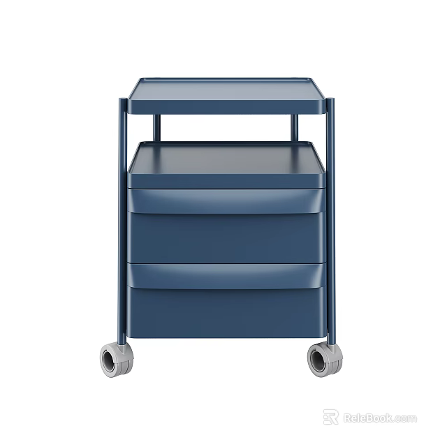 Blue Mobile Console Side Cabinet With Drawers And Shelf For Entryway 3d model