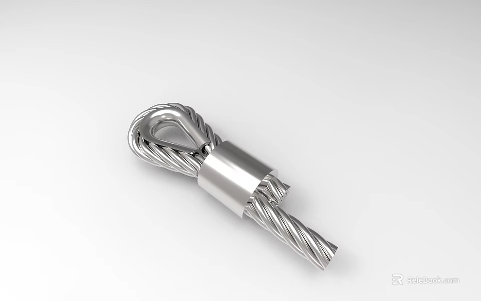 Stainless Steel Twisted Cable End Fitting With Metallic Sleeve Structure 3d model 