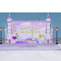 Colorful Disney Castle Themed Children's Playground Event with Pink Structures and Play Areas