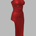 Red One Shoulder Slim Fit Dress With Side Slit And Elegant Design