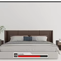 Elegant Double Bed with Brown Headboard Gray Pillows White Linens and Bedside Tables