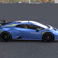 Blue Supercar With Rear Spoiler Yellow Headlights And Sporty Exterior Design
