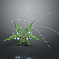 Green Fantasy Character Creature With Detailed Wings And Long Antennae 3D Model Design