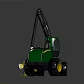 Green Wheeled Vehicle With Long Arm And Grabber Attachment For Material Handling