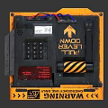 Yellow Industrial Control Panel With Warning Labels Keypad Display Screen And Wires 3d model
