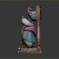 Decorative Sculpture Figure With Turban Bearded Face Lantern Teapot And Ornate Frame