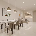 Elegant Luxury Beauty Hair Salon Interior With Comfortable Seats And Product Display Shelves