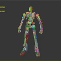 Silver Mechanical Robot Character With Yellow Accents And Red Feet Design