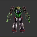 Black Red Silver Mechanical Robot With Spiked Arms Legs And Purple Emblem