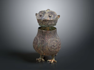 Owl Shaped Wine Bottle With Intricate Patterns And Claw Base Design 3d model