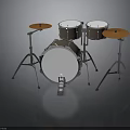 Shiny Metallic Drum Set With White Heads Cymbals And Metal Stands