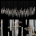 Modern Transparent Glass Chandelier With Multiple Slender Hanging Rods For Interior Decoration