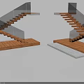 Modern Stairs Interior Design With Wooden Steps Glass Railings And Platforms