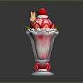 Delicious Strawberry Ice Cream Sundae With Fresh Berries Whipped Cream And Bow Decoration