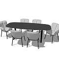 Modern Oval Dining Table Set with Six Comfortable Chairs and Minimalist Design 3d model
