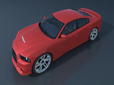 Red Sports Car With Sleek Aerodynamic Body And Alloy Wheels Design 3d model