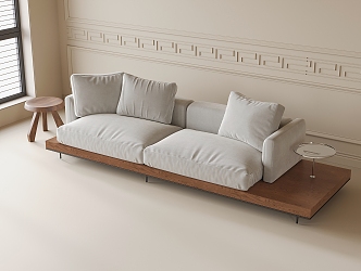 Double sofa multi-person sofa side table 3d model