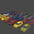 Colorful Various Cars Arranged In Rows With Different Models And Styles