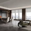 Modern Office Interior Design With Large Windows City View And Contemporary Furniture