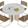 Dining table and chair combination round table 3d model