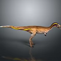 Realistic Brown Dinosaur With Yellow Stripes Colorful Crest And Open Mouth