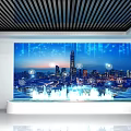 Modern Commercial Equipment Intelligent Display Screen With City Night View Data Charts And Icons