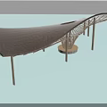 Serene Modern Pavilion With Curved Wooden Roof Columns And Water Reflection